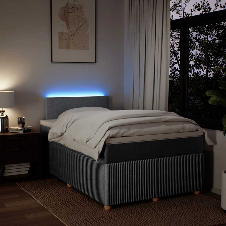 vidaXL Boxspringbett mit Matratze Hybrid-Design in Grau und Weiß, B/T: 120 x 200 cm - Bild 3