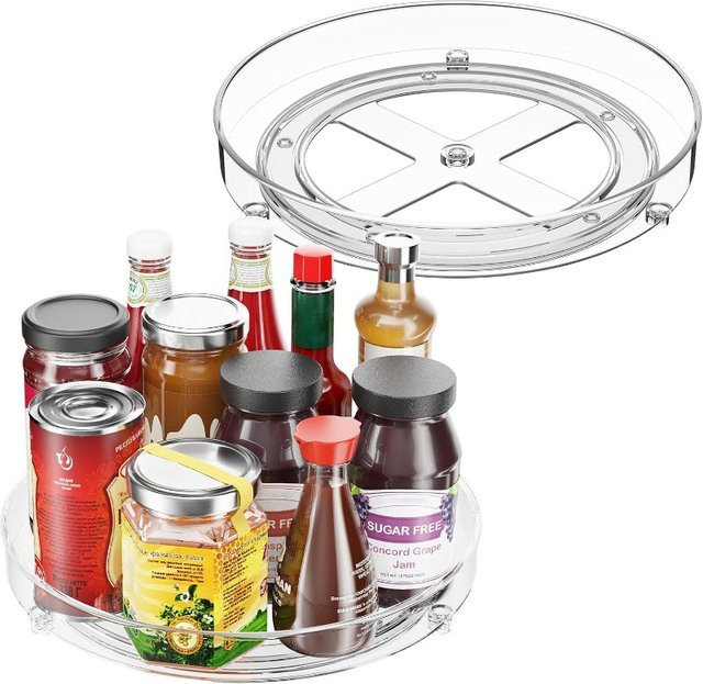 Jiahomily Lazy Susan Drehteller aus Acryl, transparenter Organizer für Schrank und Kühlschrank, Durchmesser: 24,13 cm - Bild 1
