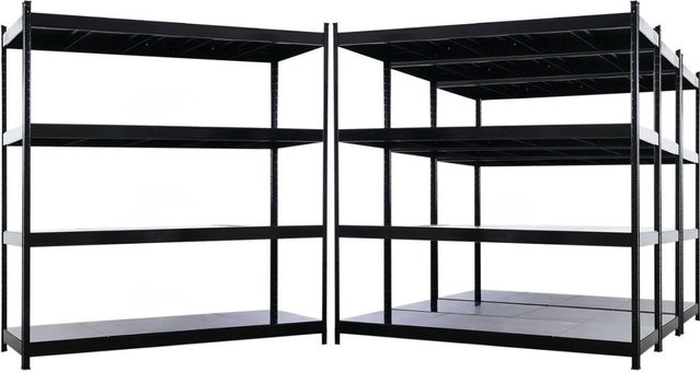 PROREGAL HERCULES Schwerlastregal Schwarz mit 4 verstellbaren Metallböden, B/T/H: 200 x 60 x 200 cm, Fachlast 400 kg - Bild 1