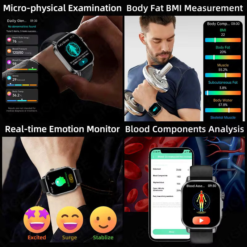 LIGE Smartwatch, Schwarz, Silikon, Unisex - Bild 4