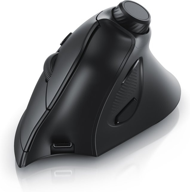 CSL Kabellose Vertikalmaus in Schwarz mit 2,4 GHz Wireless, ergonomisches Design gegen Mausarm und Multimedia-Drehregler, 250 dpi - Bild 1