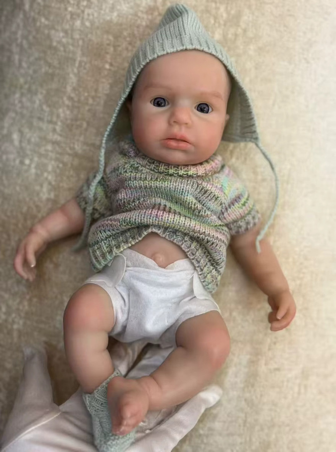 Saskia Loulou-Puppe, wiedergeborene Puppe, mit großen Augen, Mund kann öffnen, bunt/mehrfarbig - Bild 2