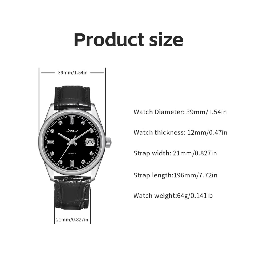 Deesio Armbanduhr Automatik, Edelstahl, Saphirglas, Herren - Bild 5