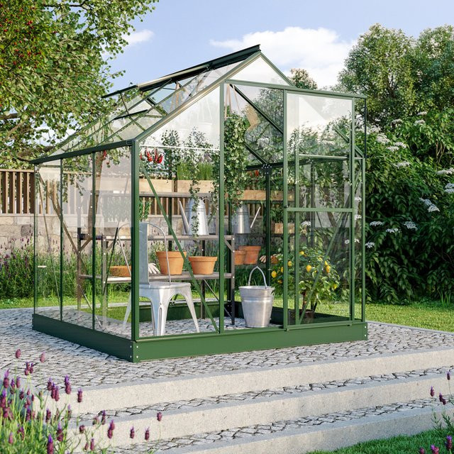 Vitavia Gewächshaus Triton 3800 in Smaragdgrün mit Stahlfundament und 3 mm ESG-Glas, 3,8 m² - Bild 1