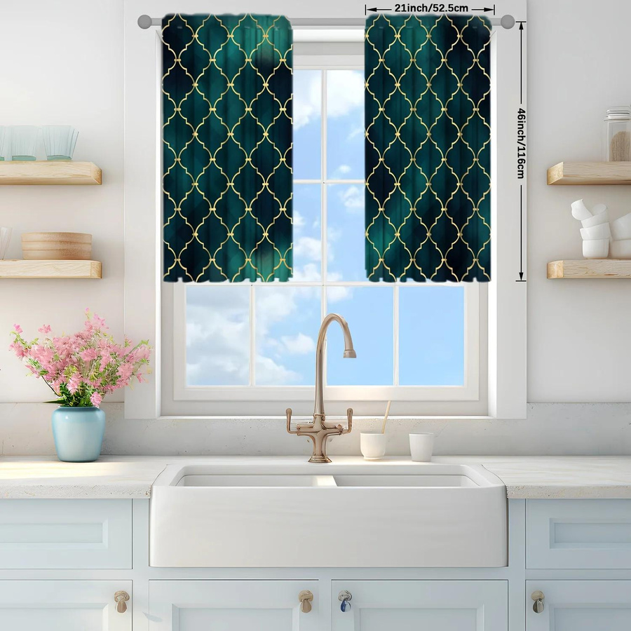 2er-Set Vorhang im marokkanischen Stil mit Grafikdruck, halbtransparent, Stangentasche, Breite: 75 cm, Höhe: 165 cm - Bild 2