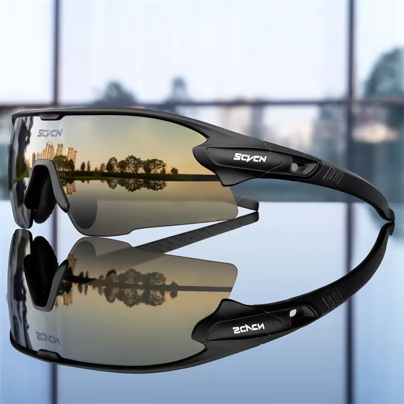 SCVCN Sportsonnenbrille, Herren, Vollrand, Schwarz, Kunststoff - Bild 3