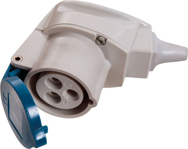 Schwabe Camping CEE Winkelkupplung 3-polig grau für Leitungen bis max. 2,5 mm² 230 V 16 A IP44 - Bild 1