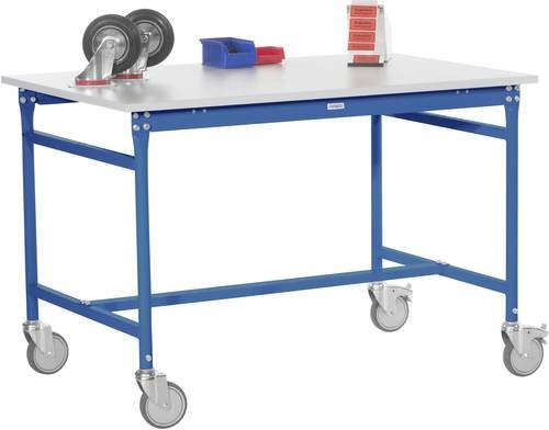 Manuflex BB4081.5007 Beistelltisch BASIS mobil mit Melamin-Tischplatte in Brillantblau RAL 5007, B/T/H: 200 x 80 x 85 cm - Bild 1