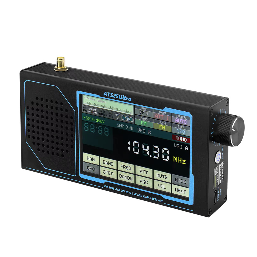 HamGeek ATS25 ULTRA SDR-Empfänger in Schwarz mit 4-Zoll-Touchscreen, Bluetooth und WiFi für FM, SW, MW, LW und Luftfahrtband - Bild 3