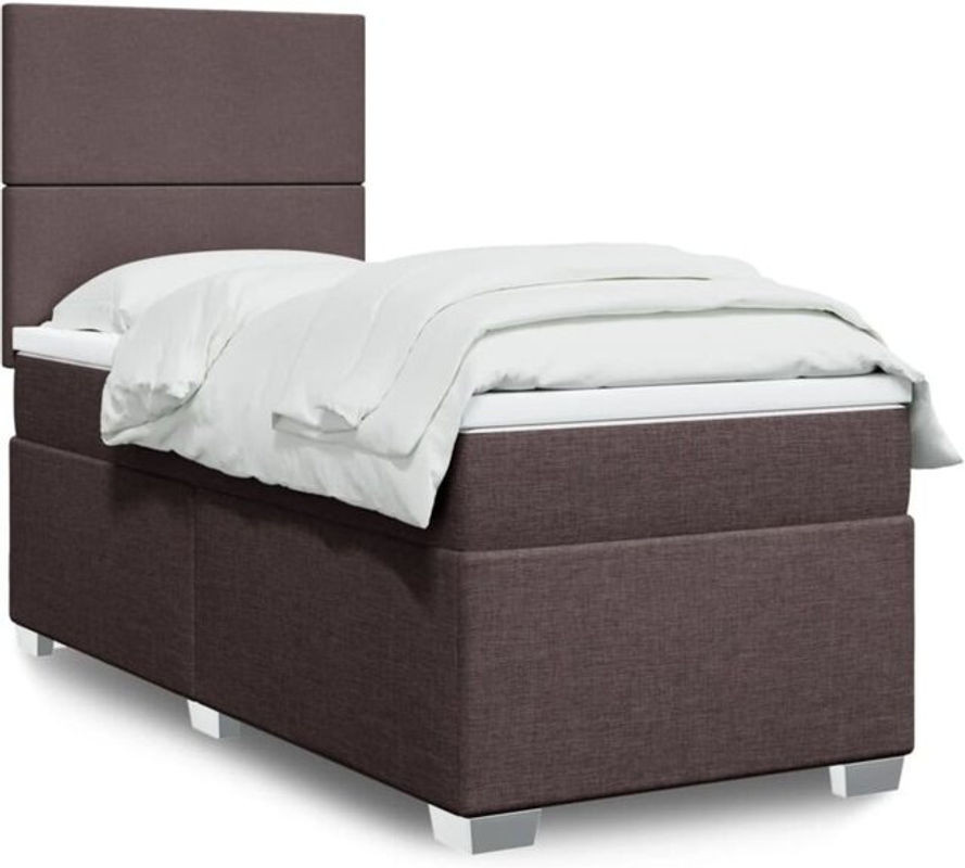 vidaxl Boxspringbett mit Matratze in Braun und Weiß aus Stoff, B/T/H: 80 x 200 x 150,5 cm - Bild 1
