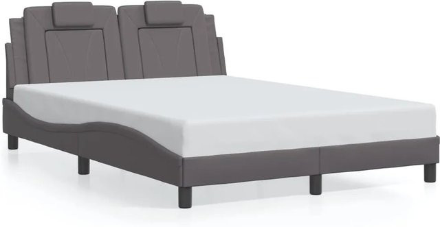 vidaXL Bettgestell Viana in Grau aus Kunstleder mit Kiefernholz, B/T/H: 140 x 190 x 145 cm - Bild 1