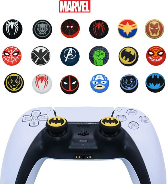 TOPTOY Marvel Silikon Thumbstick Grip Caps für PlayStation 5 PS5 PS4 und Xbox Controller, 2er-Set Joystick Schutzkappen - Bild 1