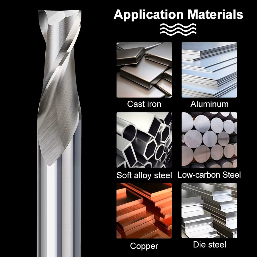 Xcan HSS-Schaftfräser M2 mit 2 Nuten und geradem Schaft für CNC-Maschinen zur Bearbeitung von Holz, Aluminium und Stahl, Farbe: Silber - Bild 3