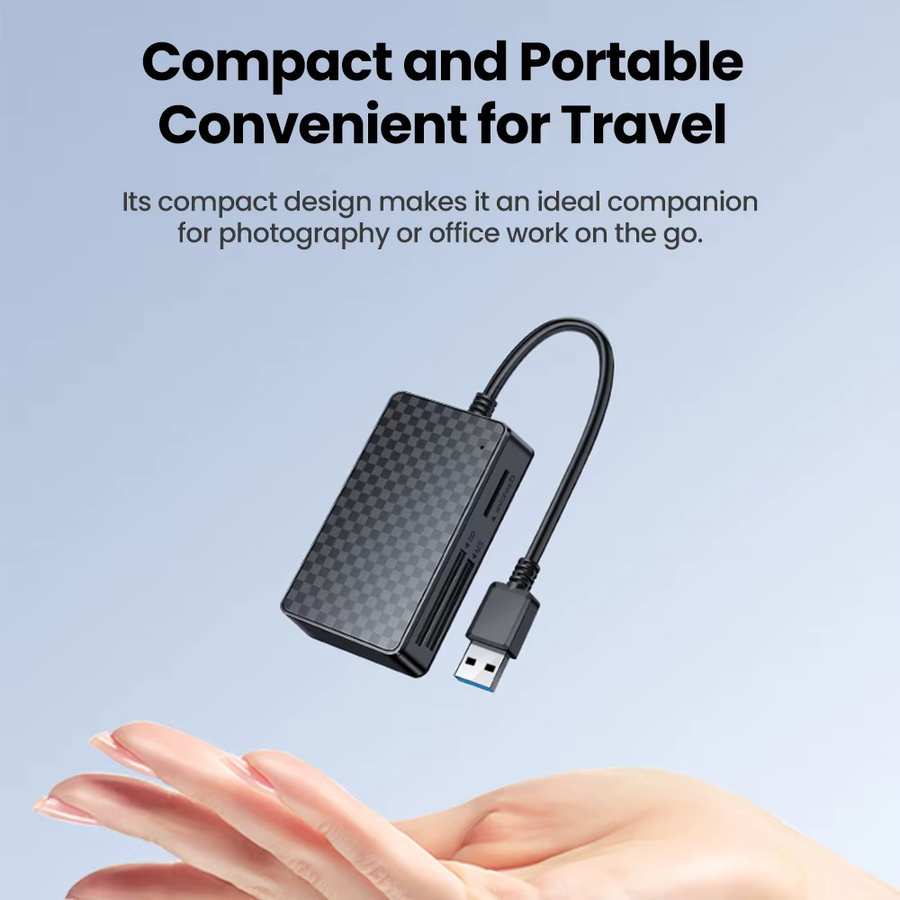 elough 4-in-1 USB 3.0 Multifunktions-Kartenleser für SD TF CF MS Karten in Schwarz mit USB-A Anschluss - Bild 6