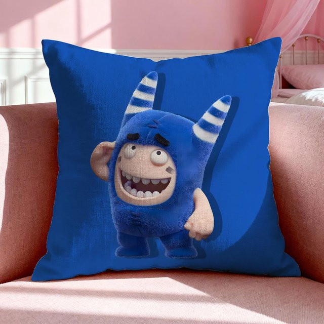 JMG Clothing Cartoon O-Oddbods Kissenbezug aus Leinen in Blau, B/T: 50 x 50 cm - Bild 1