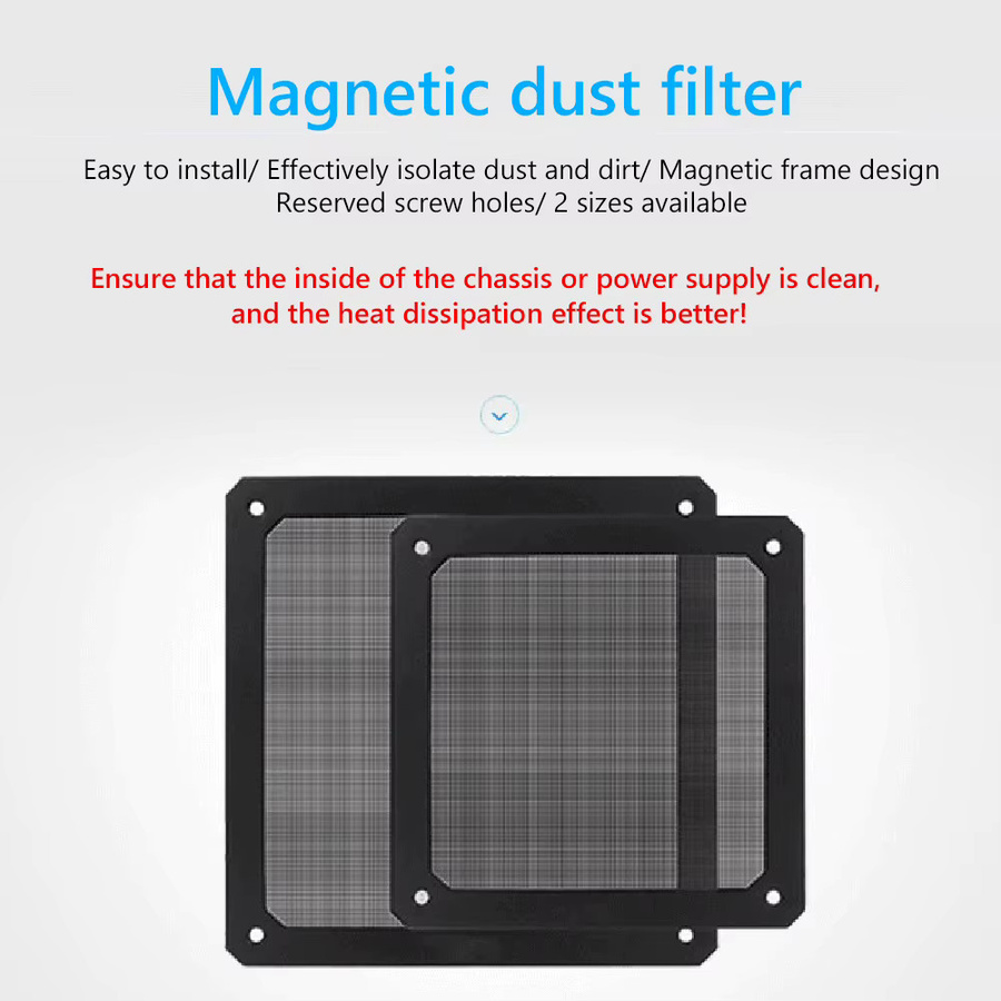 APWIKOGER Magnetischer Staubfilter für PC-Lüfter in Schwarz, Staubschutz-Netzabdeckung für Computergehäuse (8–14 cm) - Bild 2