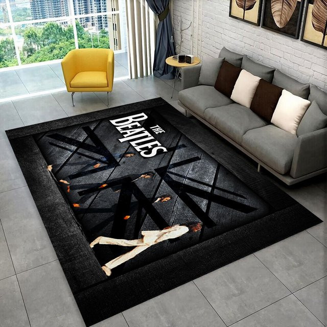 MINISO 3D The B-Beatles Rock Band Star Teppich, rutschfeste Bodenmatte im Retro-Design, Mehrfarbig, B/T: 60 x 40 cm - Bild 1