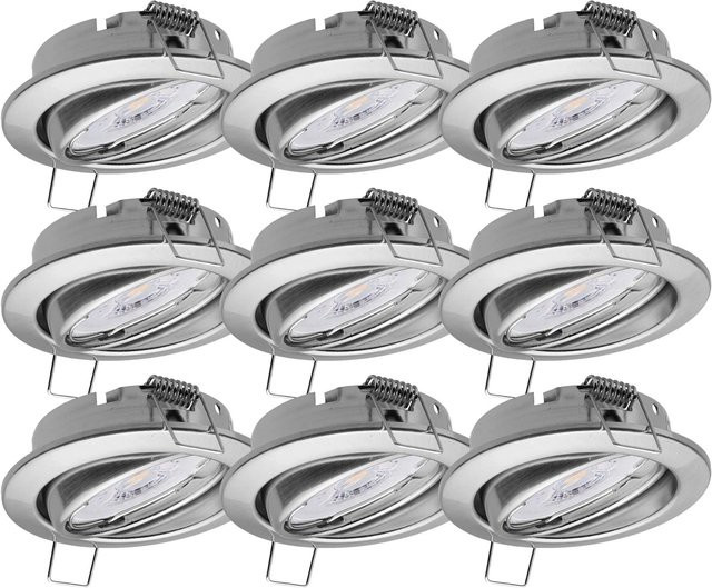 Oktaplex 9er Set Einbauspot Dijon mit LED Modul, dimmbar, schwenkbar, Edelstahl gebürstet, Silber, rund - Bild 1
