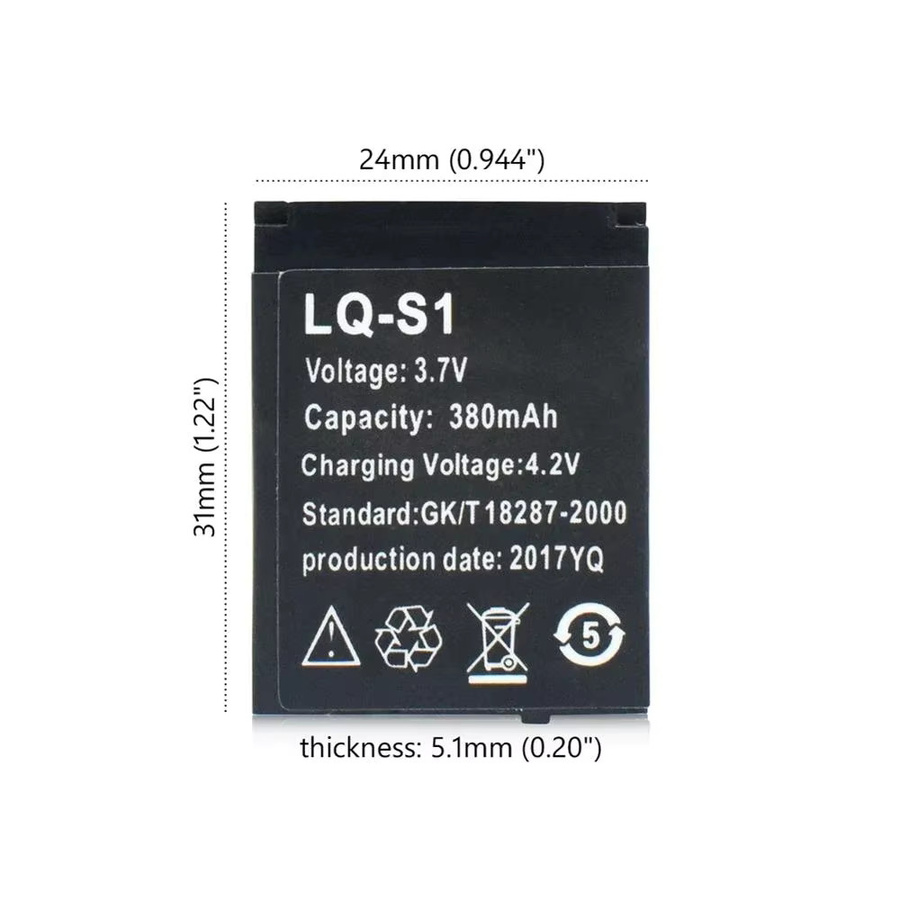 LQ-S1 Smartwatch-Akku 3,7V 380mAh in Schwarz für DZ09 V8 X6 und weitere Modelle - Bild 2