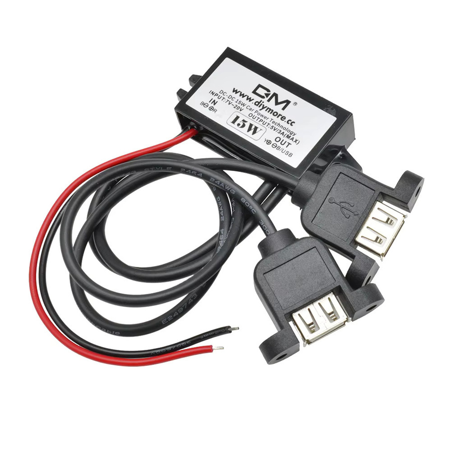 Voktta DC-DC Auto-Stromrichter 12V auf 5V 3A 15W Step Down Spannung Netzteil mit Micro USB Ausgang und Rückwärtsschutz, Schwarz - Bild 2