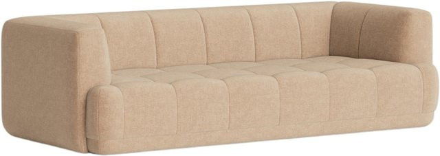 HAY Quilton 3-Sitzer Sofa in Beige mit gesteppter Polsterung und Schaumstofffüllung - Bild 1