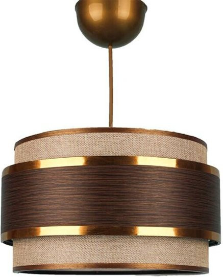 Opviq Pendelleuchte modern in Braun aus Kunststoff und Stoff, rund, E27, B/T/H: 28 x 28 x 28 cm - Bild 1