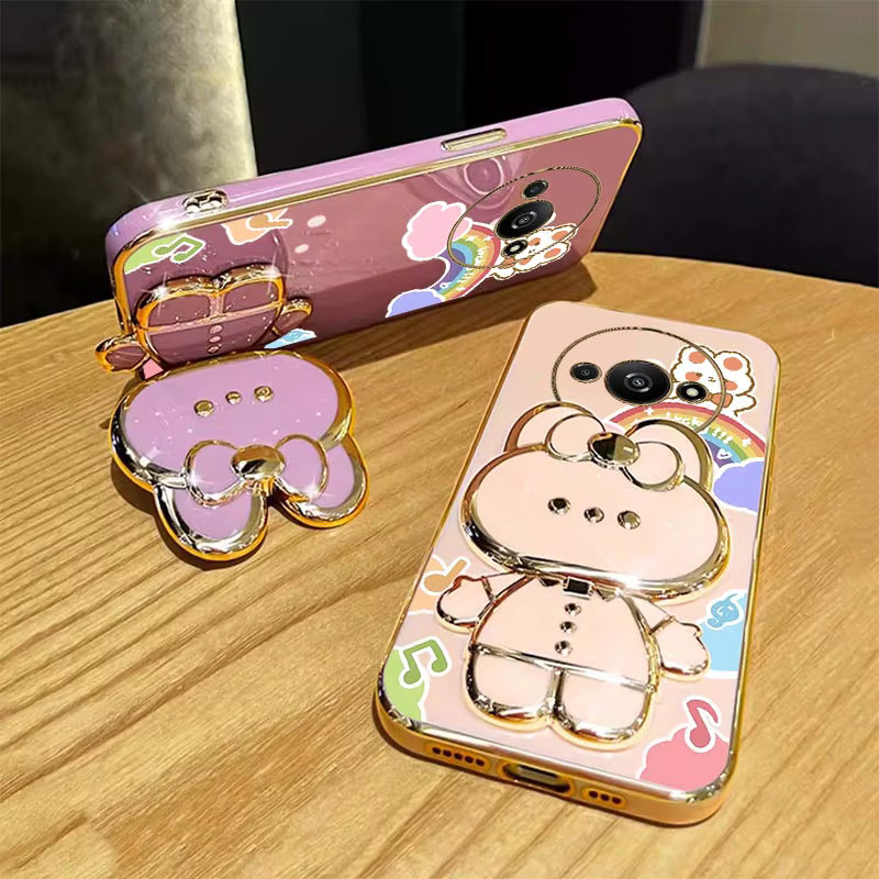 Xiaomi Redmi A3 Handyhülle mit Musik-Kaninchen-Design in Grün, dünne und bruchsichere Schutzhülle mit Kameraschutz - Bild 2