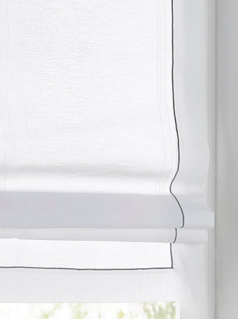 Raffrollo Heine Home semi-transparent in Grau oder Weiß, B: 140 cm, H: 45 cm, aus Baumwollmischung - Bild 1