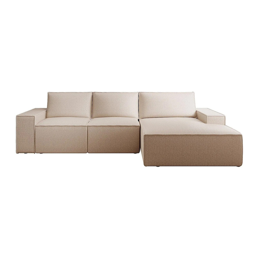 Vente-unique Schlafsofa Amelia in Beige mit L-Form und Schlaffunktion, Breite: 297 cm - Bild 2
