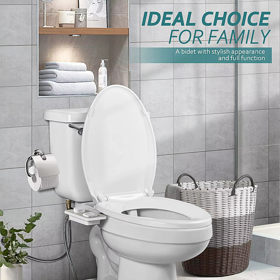 Samodra Bidet-Toilettensitzaufsatz mit Doppeldüsen für Front- und Hinterwäsche, ultradünnes Design, ohne Stromanschluss - Bild 2