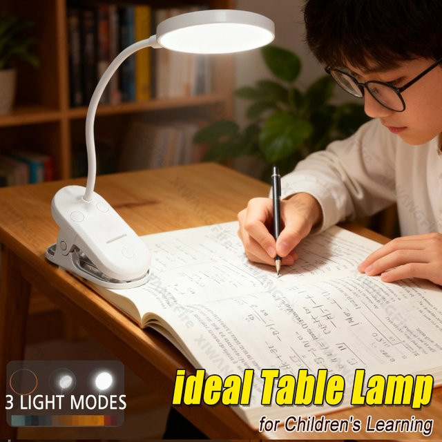 XIWANGFIRE Mini-LED-Schreibtischlampe mit Clip-on-Funktion, Touch-Steuerung und 3 Modi, wiederaufladbare LED-Leselampe für Büro und Zuhause - Bild 1