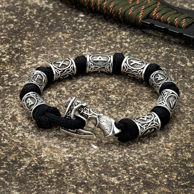 Armband, Paracord, Messing, Schwarz, 23cm, Herren - Bild 1