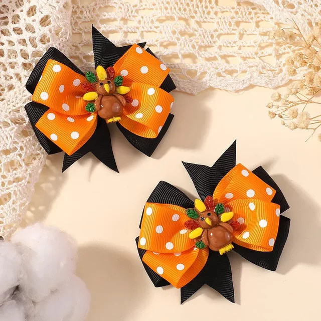 KIDS BOWS Kinder Haar-Accessoire Set, Haarnadeln mit Schleifen, Geist Kürbis Fledermaus Design - Bild 1