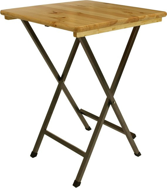 DEGAMO Stehtisch ZÜRICH quadratisch aus Metall und lackiertem Nadelholz in Braun, B/T/H: 78 x 78 x 110,5 cm - Bild 1
