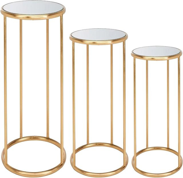 3er Set goldfarbene Metallzylinderständer rund für Blumen, Kuchen und Dekoration - Bild 1
