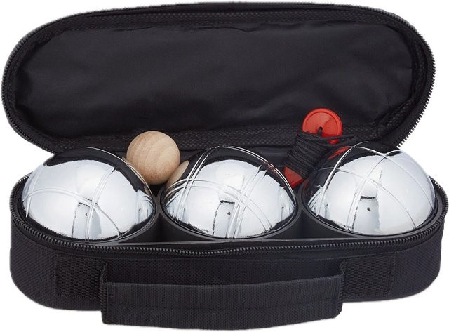 Relaxdays Boule Kugel Set Stahl Silber mit Tragetasche und Abstandsmesser - Bild 1