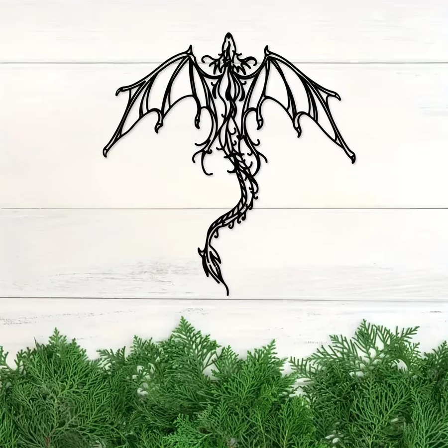 CIFBUY Wandkunst Drache aus Metall in Schwarz als Fantasy Dekoration für dein Zuhause - Bild 5