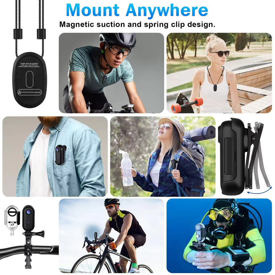 JETO FHD Action Mini-Kamera in Schwarz mit Lenkermontage und wasserdichtem Gehäuse für Fahrrad, Motorrad und Vlogging - Bild 5