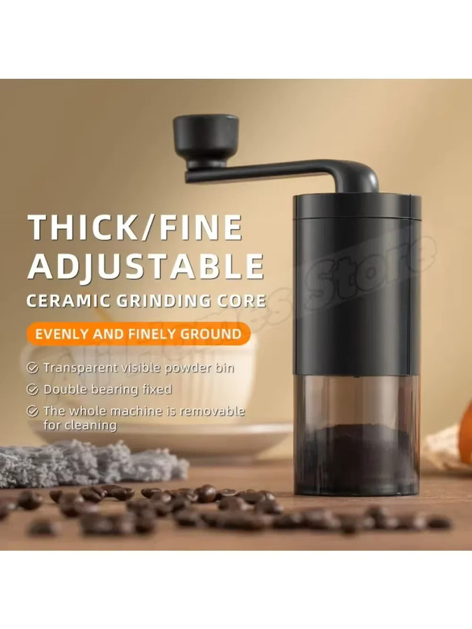 Manuelle XMSJ Kaffeemühle mit verstellbarem Keramikmahlwerk und Doppel-Handkurbel für Kaffeebohnen in Schwarz oder Weiß - Bild 5