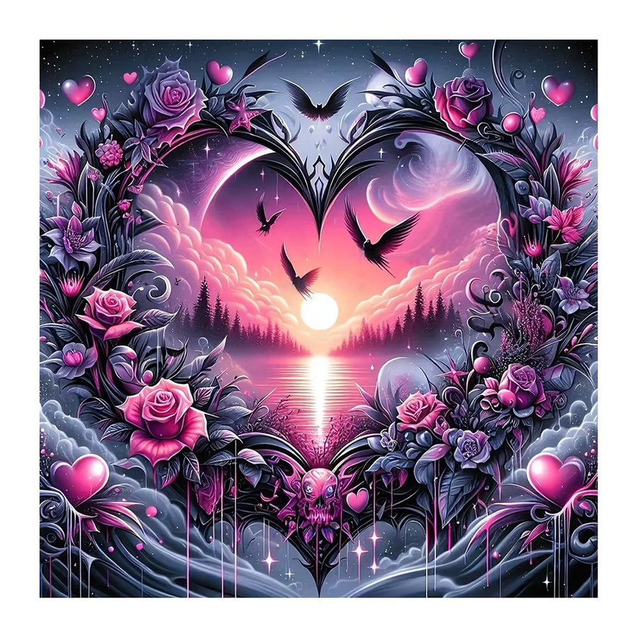 EverShine DIY 5D Diamantmalerei Herz und Rose als Mosaik-Stickerei in Multicolour, B/B/H: 20 x 20 x 20 cm - Bild 4