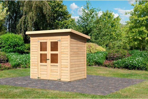 KARIBU Gartenhaus Merseburg aus Holz in Beige, B/H/T: 240 x 220 x 154 cm - Bild 1