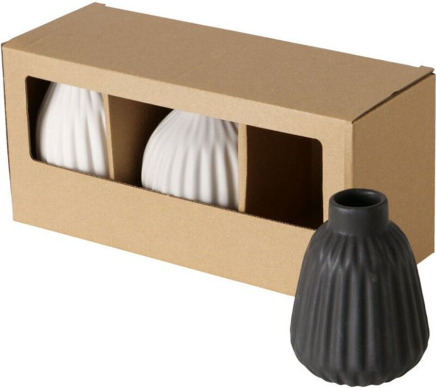 Boltze Esko Keramikvasen im 3er-Set, minimalistische Dekovasen in Weiß und Mehrfarbig, rund und matt - Bild 1