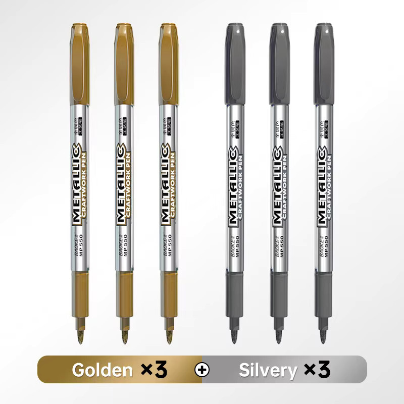 BAOKE Metallic-Markierungsstifte in Silber und Gold für schwarzes Papier, Glas und Felsmalerei - Bild 4