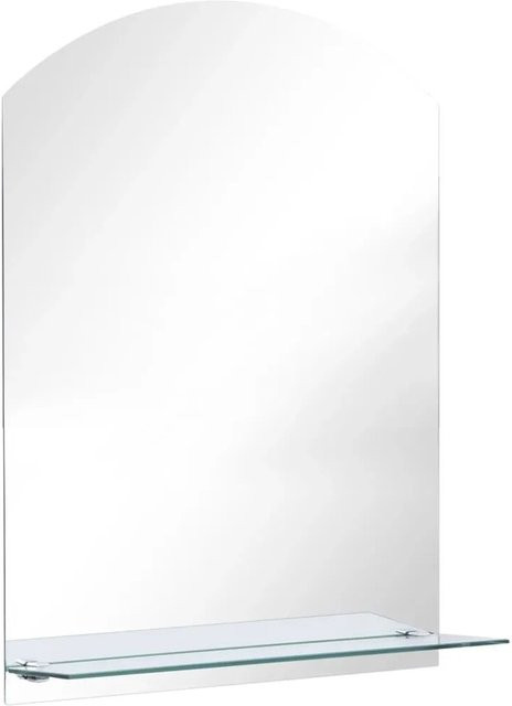 vidaXL Wandspiegel mit Regal aus gehärtetem Glas, transparent, B: 50 cm, H: 70 cm - Bild 1