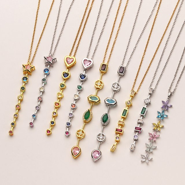 YUYAN Halskette, Edelstahl, Gold, Zirkonia, Vintage, Damen - Bild 1