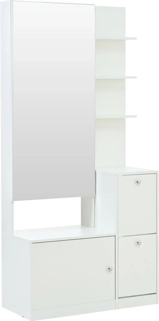 okwish Hochschrank mit Spiegel als Schuhschrank für den Flur, Weiß, B/T/H: 85 x 40 x 180 cm - Bild 1