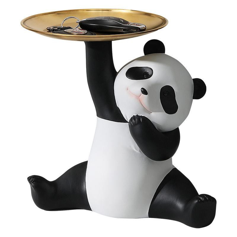 Yiran Furniture Panda-Tablett als kreative Desktop-Dekoration und Schlüsselaufbewahrung in Weiß, Schwarz oder Gold, B: 16,0 cm, T: 17,0 cm, H: 1,0 cm - Bild 2
