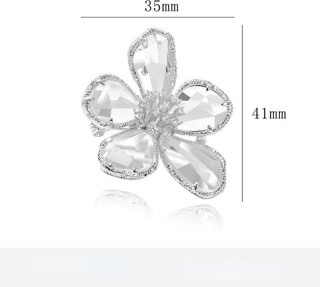 YIRAN Brosche, Blume, Strass, Kristall, weiß, Damen - Bild 1