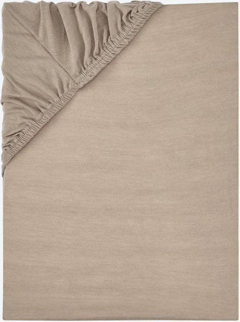 Jersey-Spannbetttuch in Beige für Erwachsene, B/T: 90 x 200 cm - Bild 1