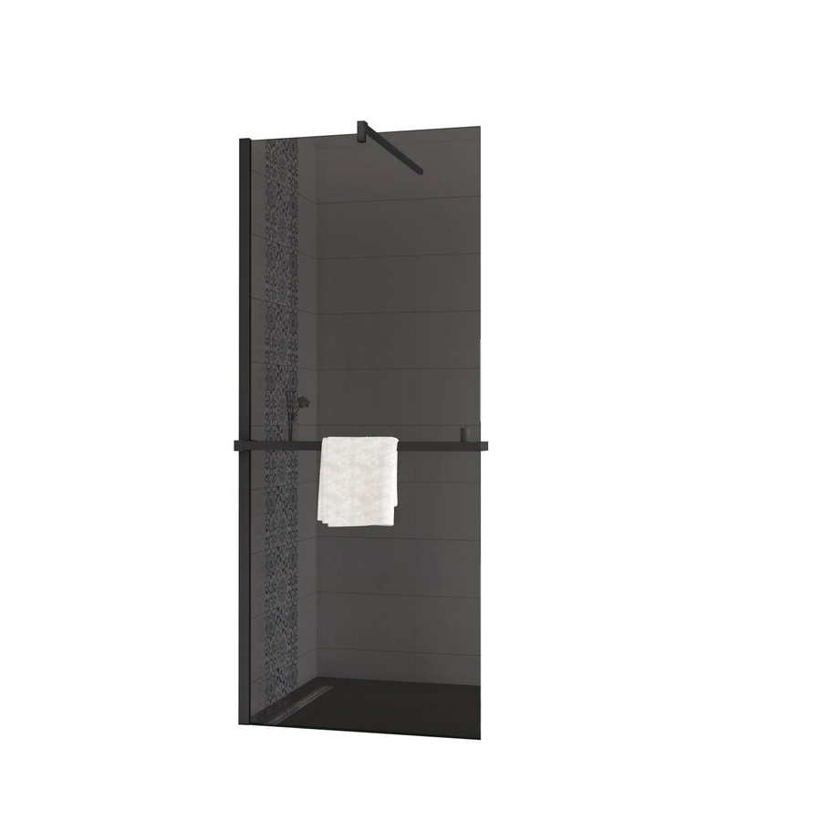 AICA Walk In Duschabtrennung aus ESG-Glas mit Duschregal und Handtuchhalter, Farbe: Schwarz/Transparent, B: 80 cm, H: 200 cm, 8mm Glas mit Nano-Beschichtung - Bild 2